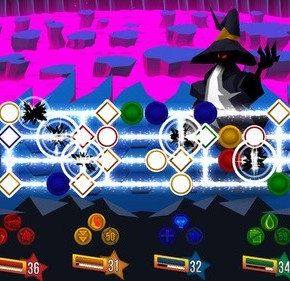 Dungeon Hearts – 4 Helden schlagen sich mit Match3 und GuitarHero-Anleihen durch