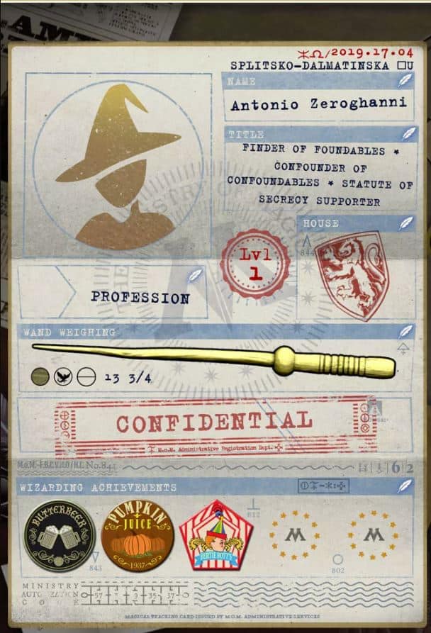 Harry Potter Wizards Unite Ministeriums ID