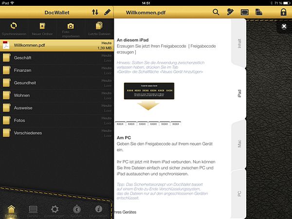 DocWallet – Private Dokumente verschlüsselt auf dem iPad speichern
