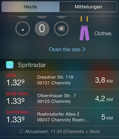 Spritradar iOS Widget